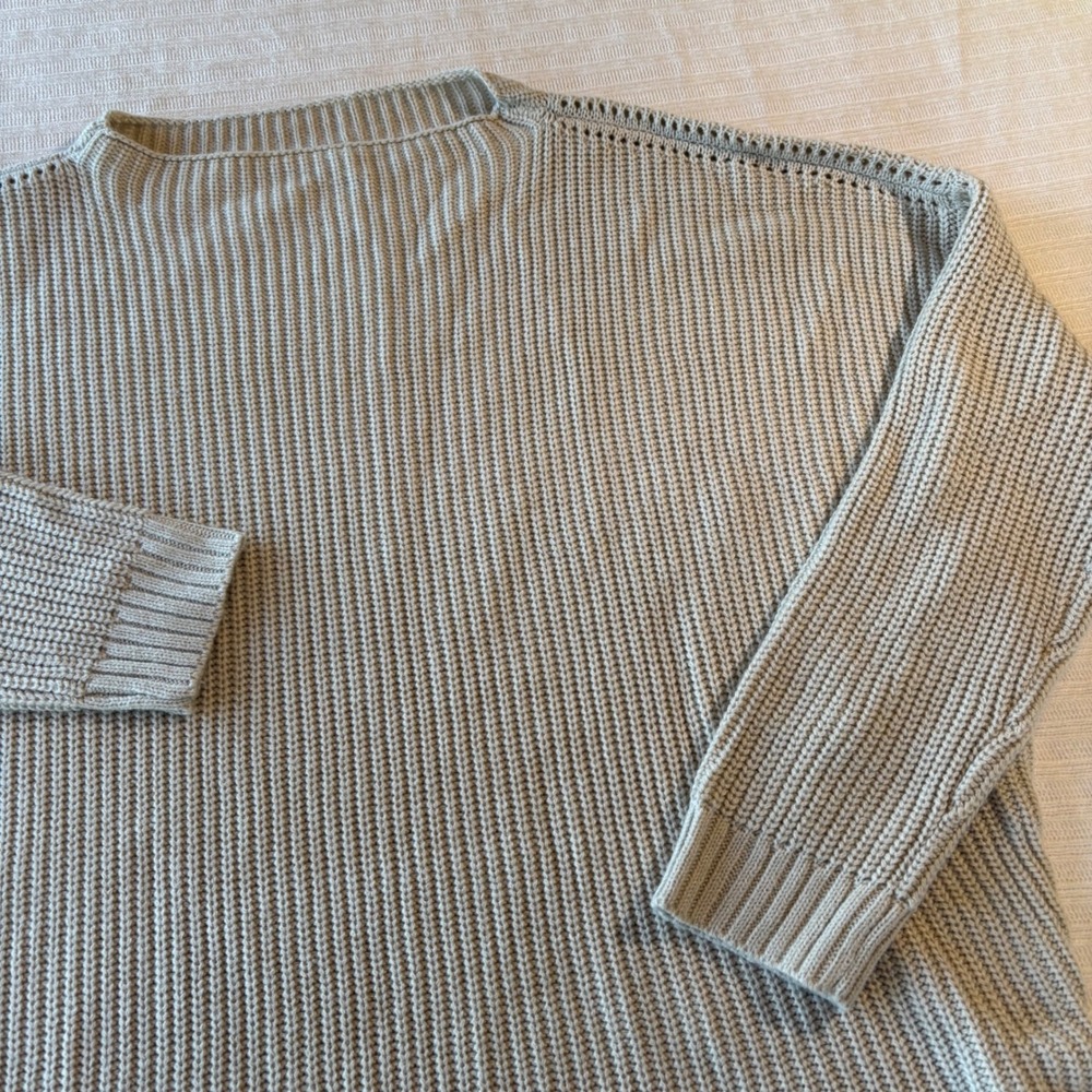 Ugerlov Merino Wool Blend Oversized Ribbed Sweater Beige Oatmeal S/M NWT